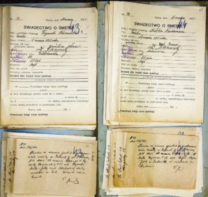 Sample documents from Kielce synagogue district death records